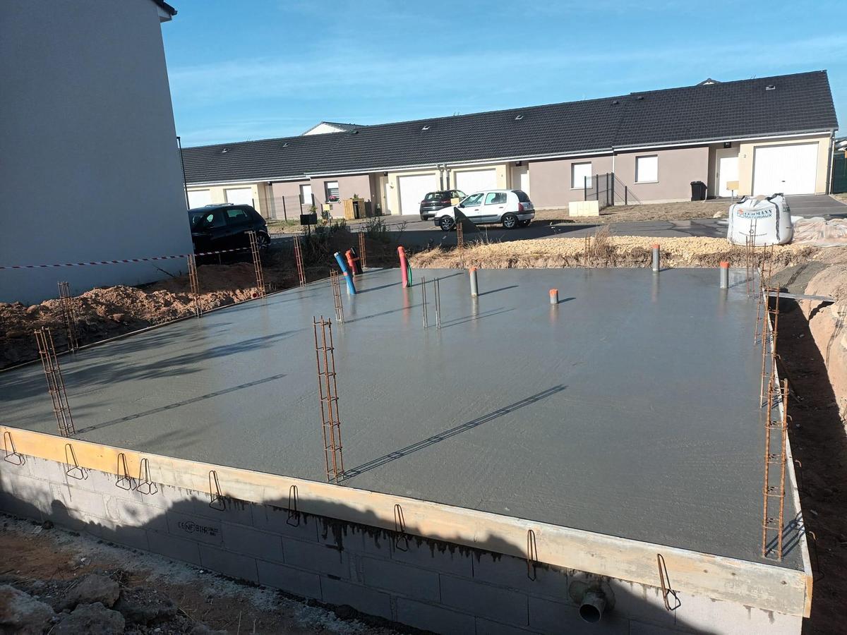 Dalle béton coulée, vue d'ensemble